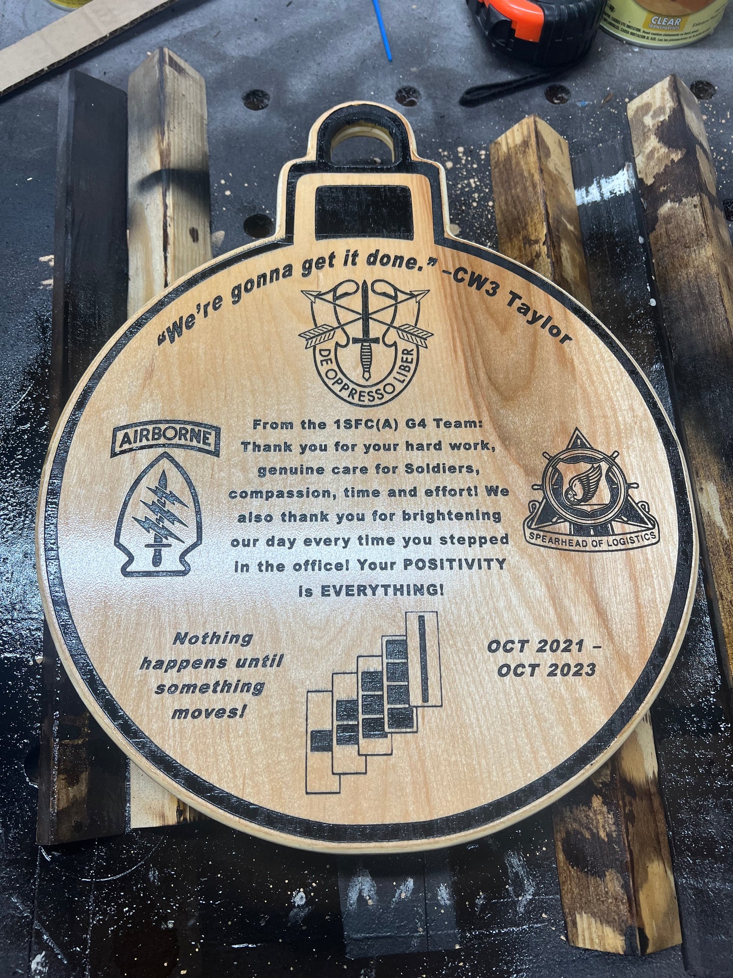 15” Custom Wall Hanging Plaques with 4x8 hanging inscription plaque any rank / image / emblem (message for customizable options)