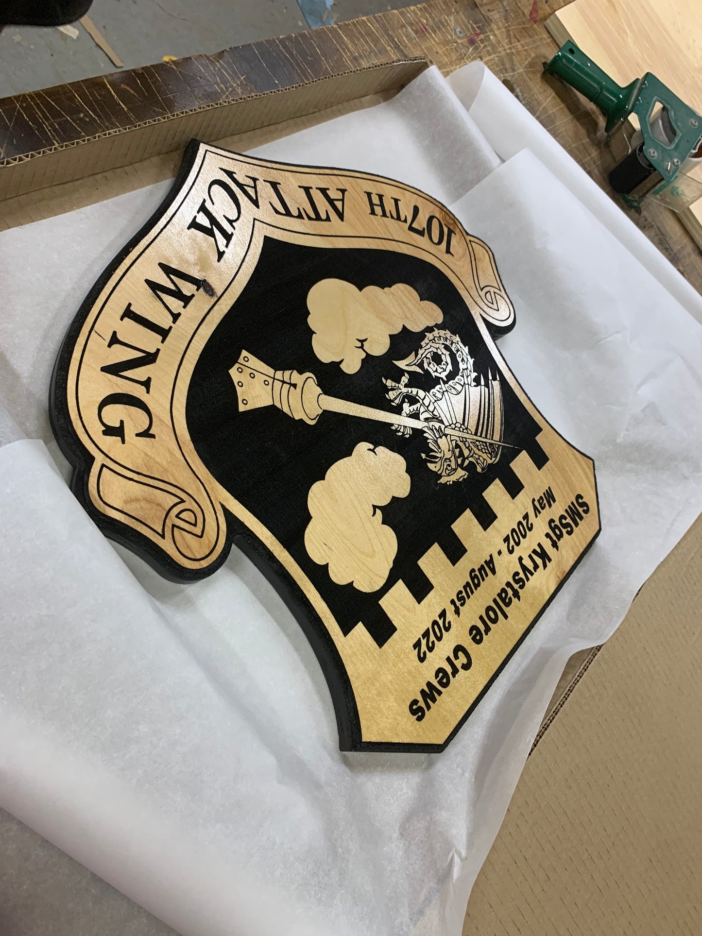 15” Custom Wall Hanging Plaques with 4x8 hanging inscription plaque any rank / image / emblem (message for customizable options)