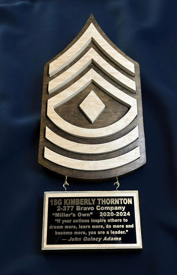 ARMY NCO rank cutout hanging wall plaques Army PCS/Retirement/Promotion gifts