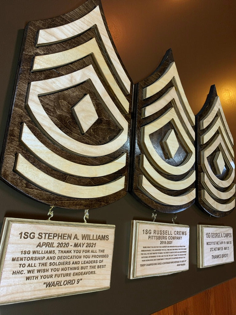 ARMY NCO rank cutout hanging wall plaques Army PCS/Retirement/Promotion gifts