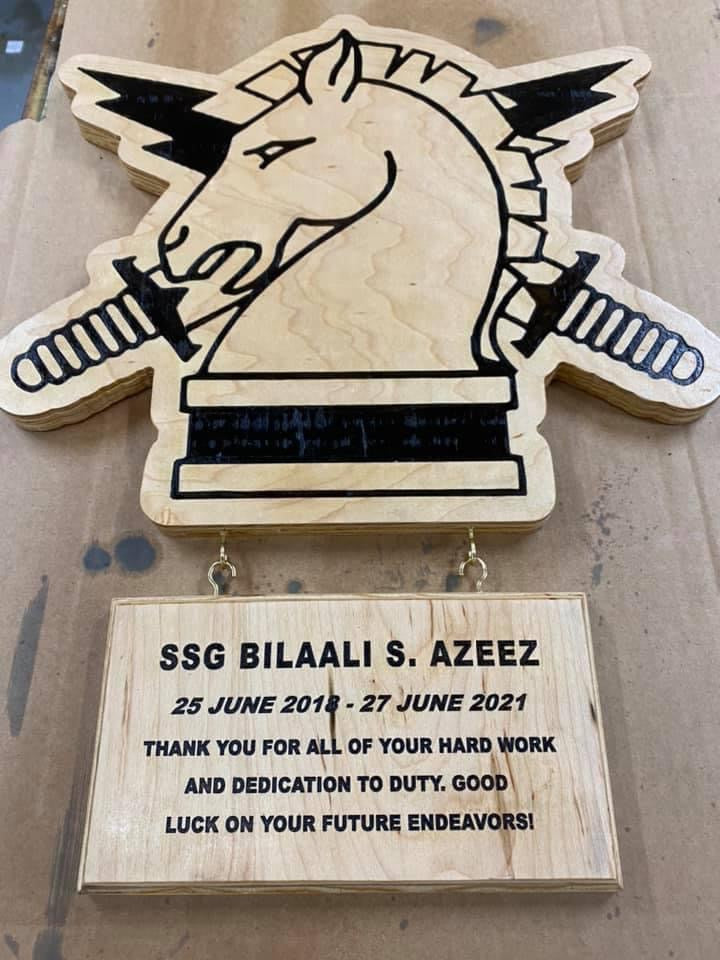 15” Custom Wall Hanging Plaques with 4x8 hanging inscription plaque any rank / image / emblem (message for customizable options)