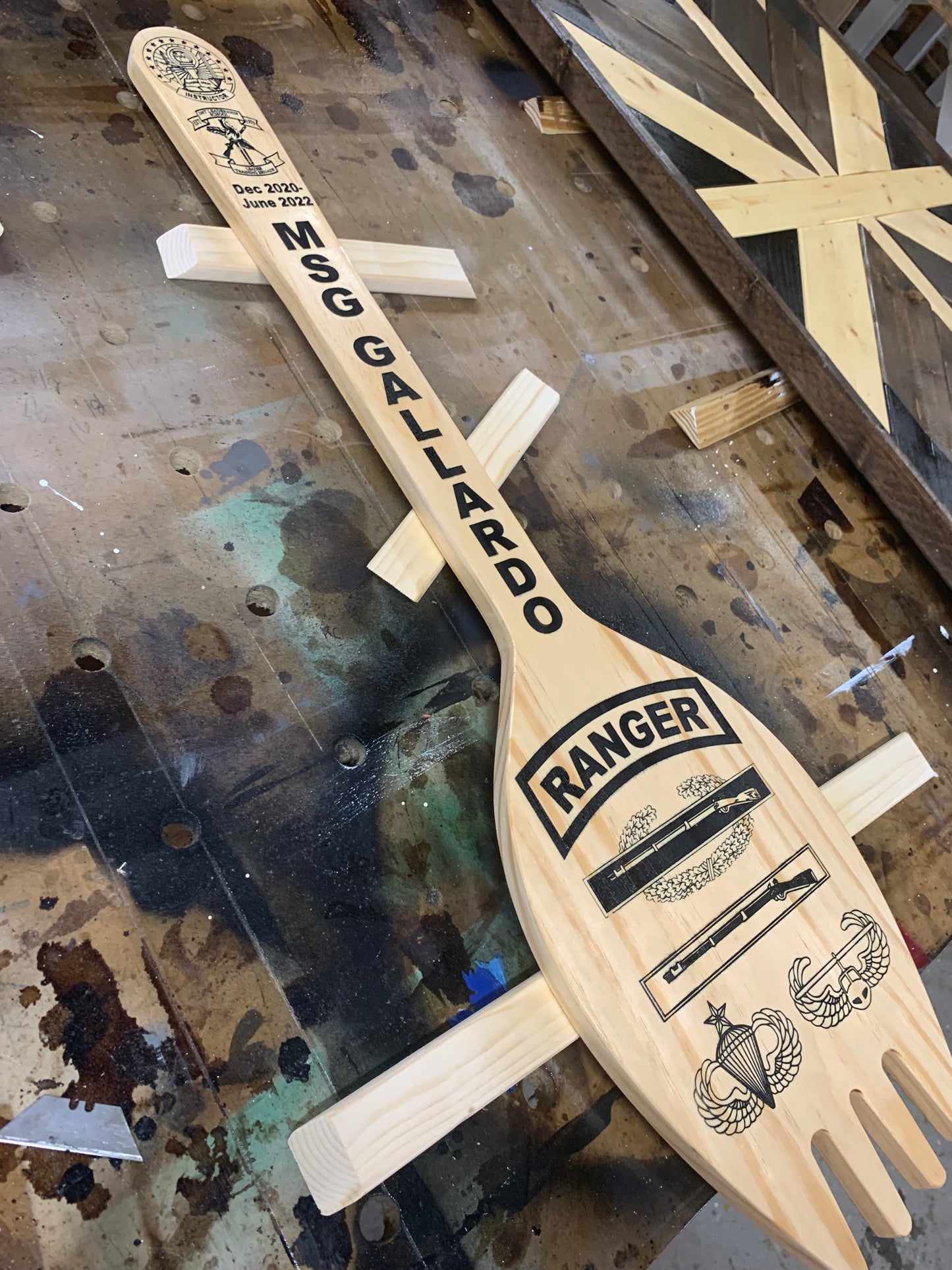 15” Custom Wall Hanging Plaques with 4x8 hanging inscription plaque any rank / image / emblem (message for customizable options)