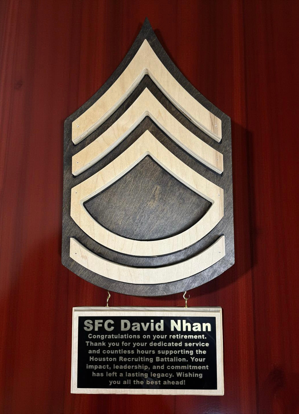 ARMY NCO rank cutout hanging wall plaques Army PCS/Retirement/Promotion gifts
