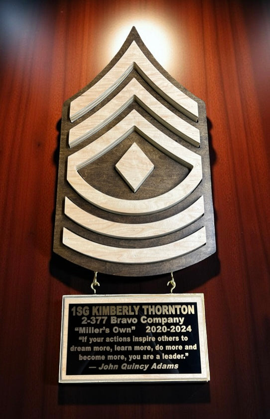ARMY NCO rank cutout hanging wall plaques Army PCS/Retirement/Promotion gifts