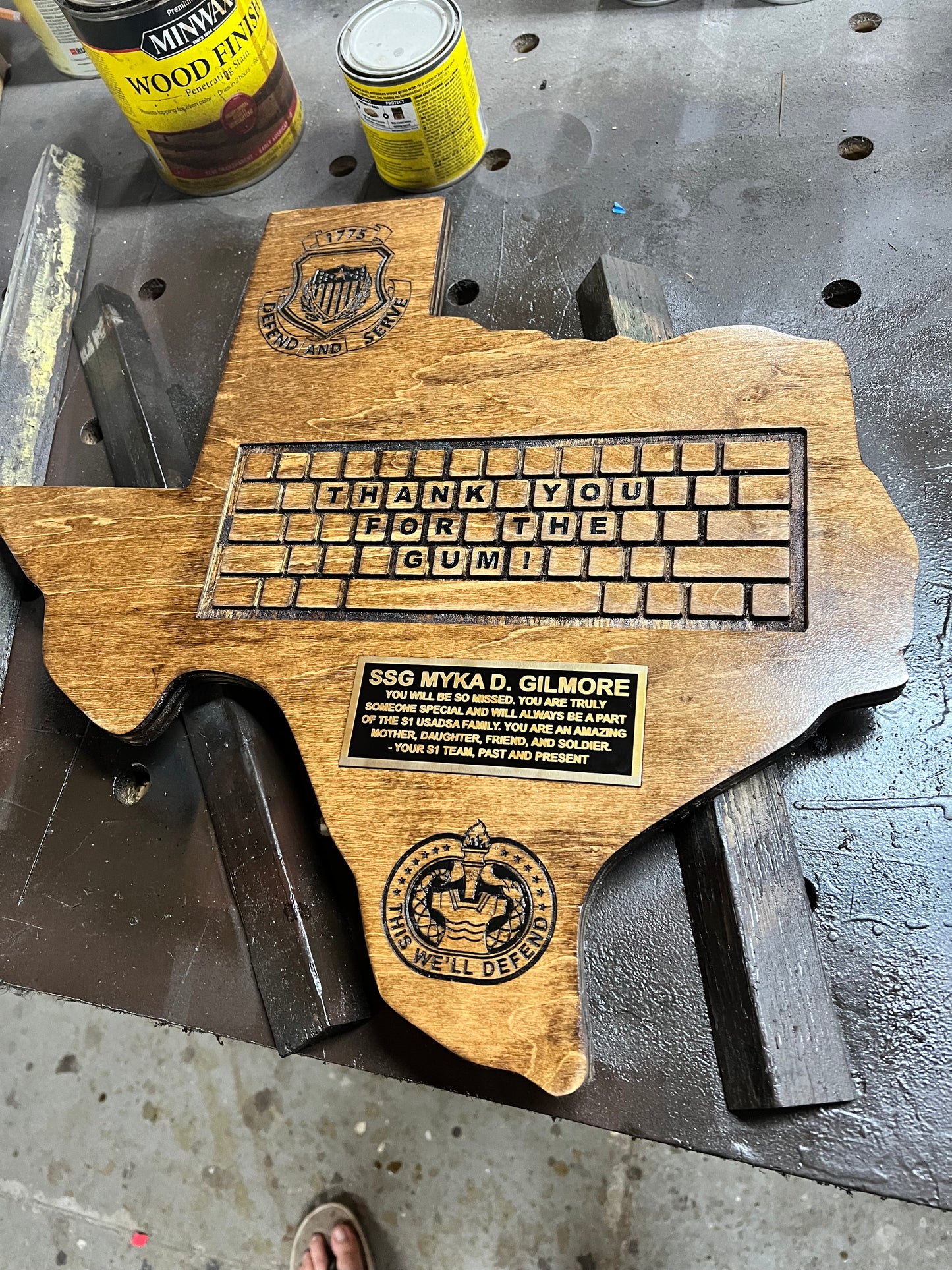 15” Custom Wall Hanging Plaques with 4x8 hanging inscription plaque any rank / image / emblem (message for customizable options)