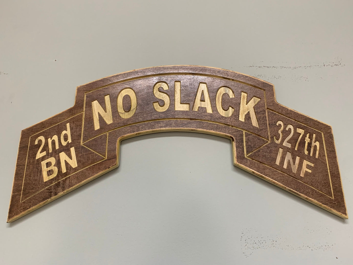 No Slack 2nd BN 327th INF wood wall hanging cutout
