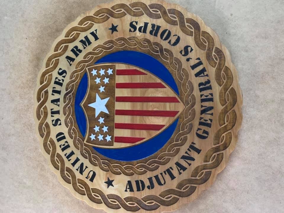 US Army Adjutant General's Corps ROUND DESIGN Coin Stand / AG CHALLENGE COIN DISPLAY (2)