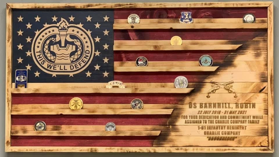 Custom Flag Coin Holder/Any Crests/Any Colors/Any Military Branch/Completely Customizable