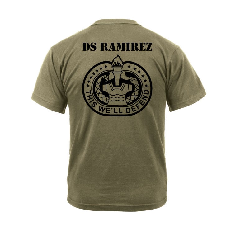 PERSONALIZED Drill Sergeant DS Coyote tan 499 Tee / Custom T-shirt DS badge custom name