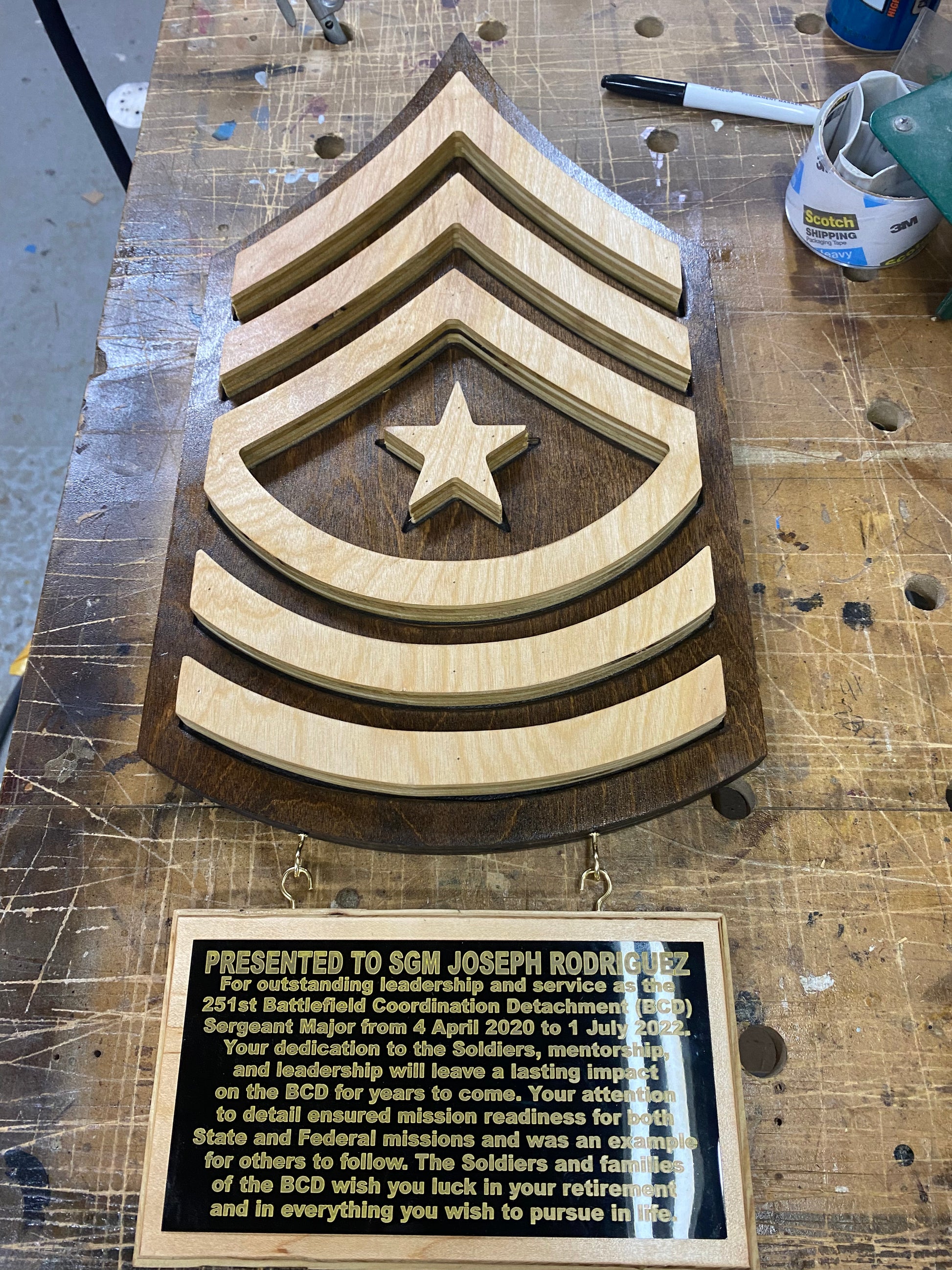 First Sergeant Plaques ARMY NCO rank cutout hanging wall plaques Army PCS/Retirement/Promotio ...