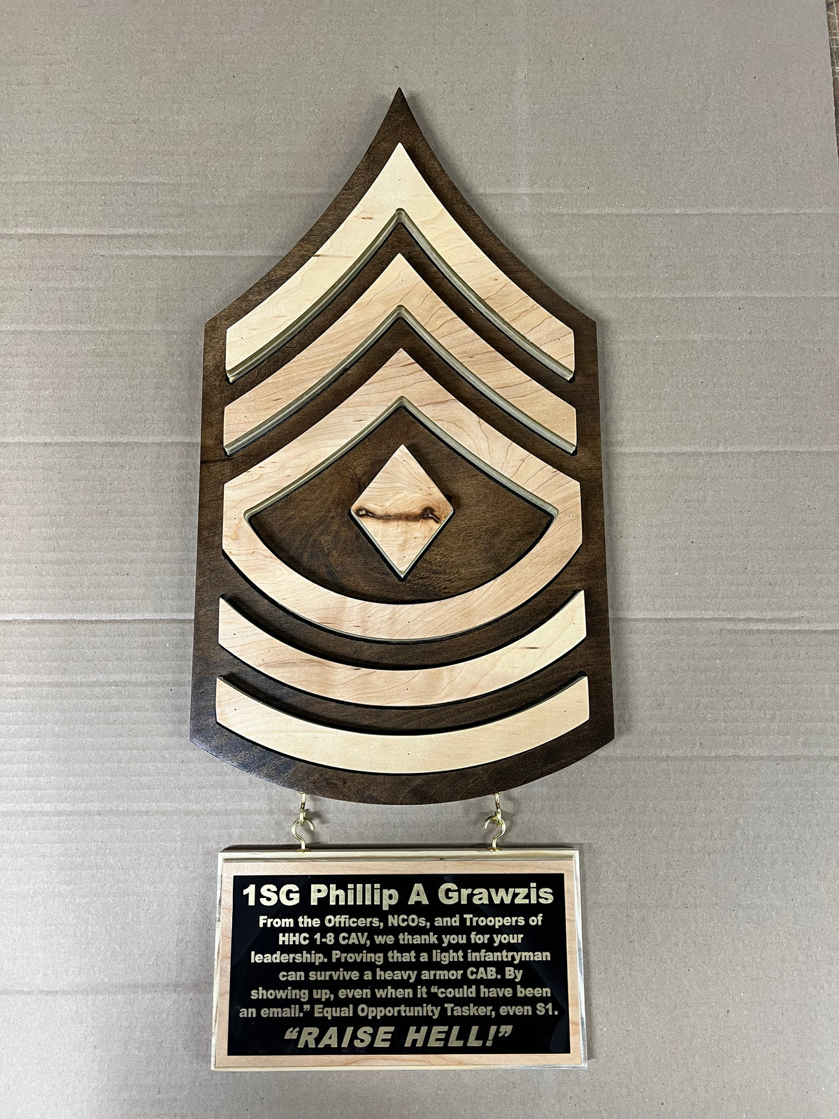 First Sergeant Plaques First Sergeant Hanging Wall Plaque 1SG Wood Cutout with Personalized I ...