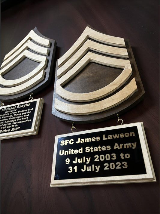 ARMY NCO rank cutout hanging wall plaques Army PCS/Retirement/Promotion gifts