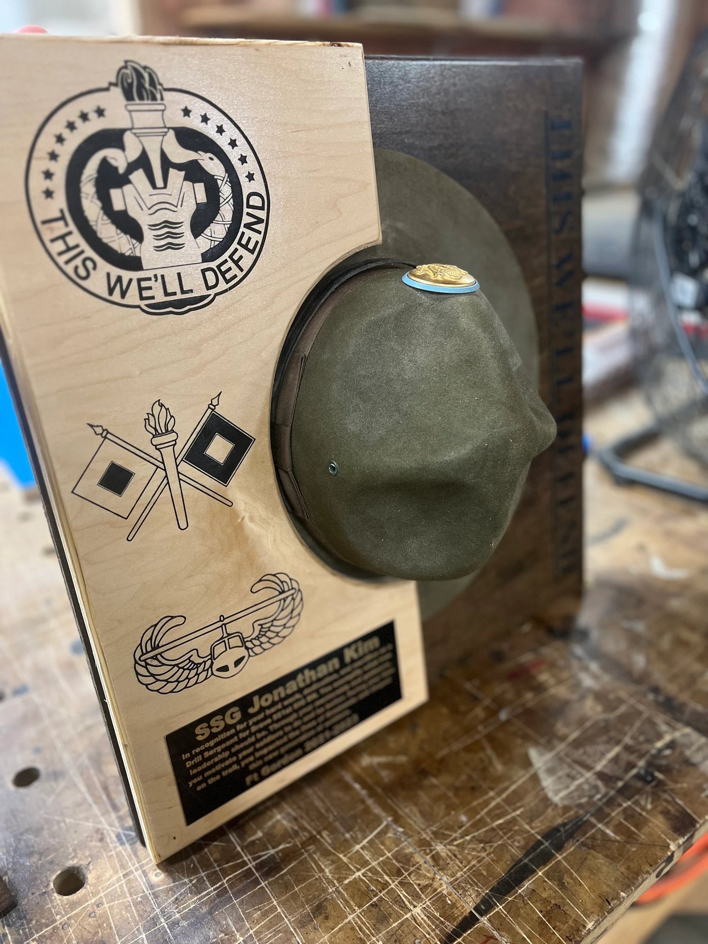 Drill sergeant hat press wall display Male or Female DS hat