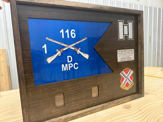 Custom Guidon Plaque: Wood Guidon Replica Military Award
