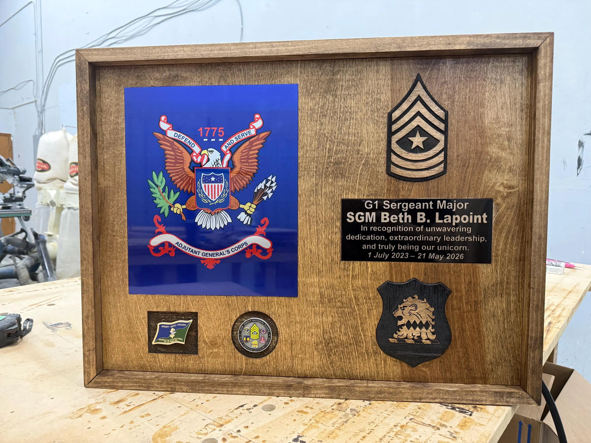 Custom Guidon Plaque: Wood Guidon Replica Military Award