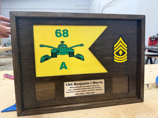 Custom Guidon Plaque: Wood Guidon Replica Military Award