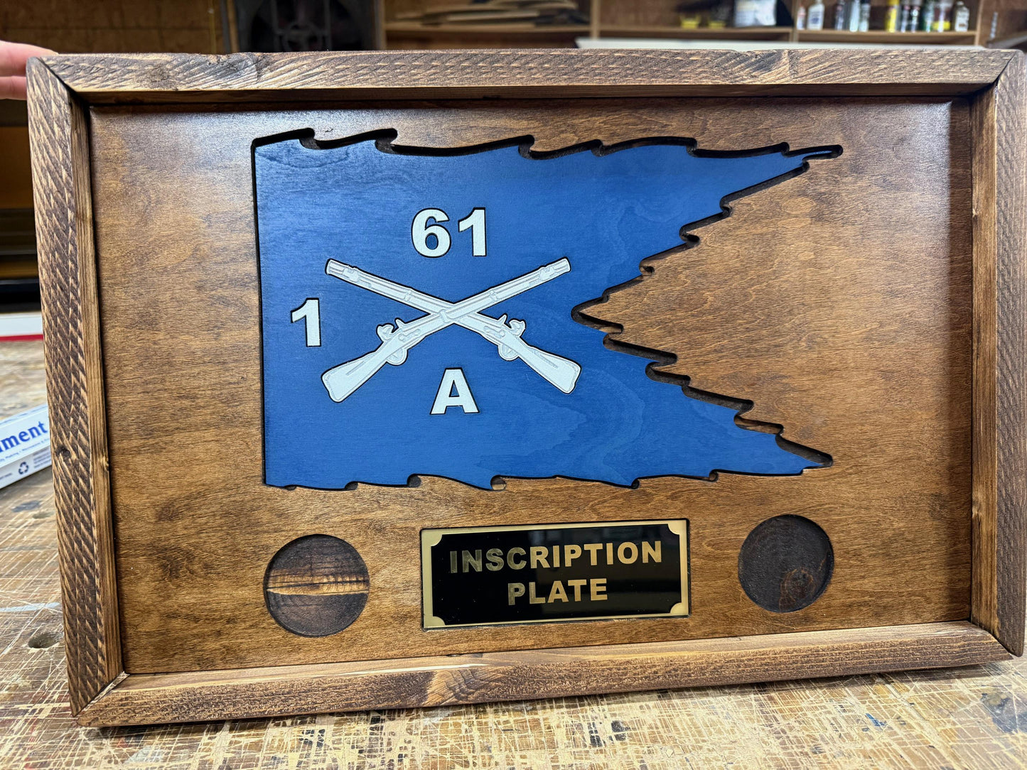 Custom Guidon Plaque: Wood Guidon Replica Military Award