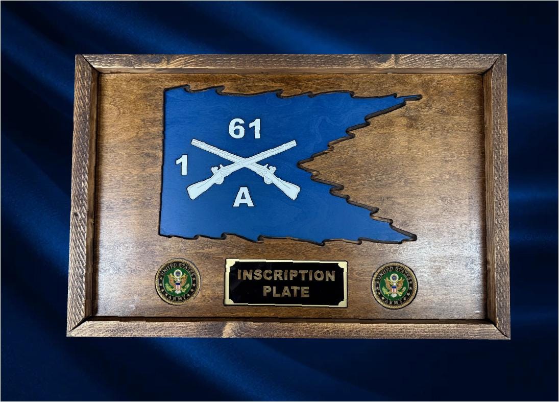 Custom Guidon Plaque: Wood Guidon Replica Military Award
