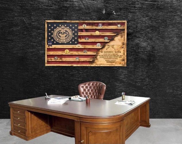 Custom Flag Coin Holder/Any Crests/Any Colors/Any Military Branch/Completely Customizable