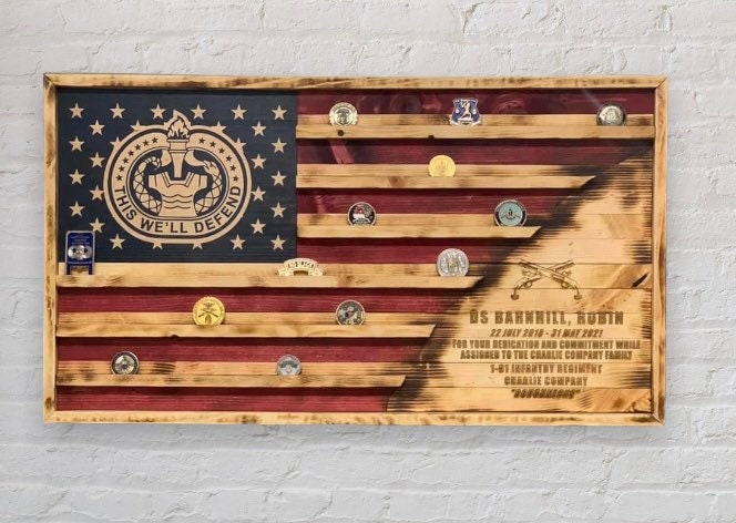 Custom Flag Coin Holder/Any Crests/Any Colors/Any Military Branch/Completely Customizable