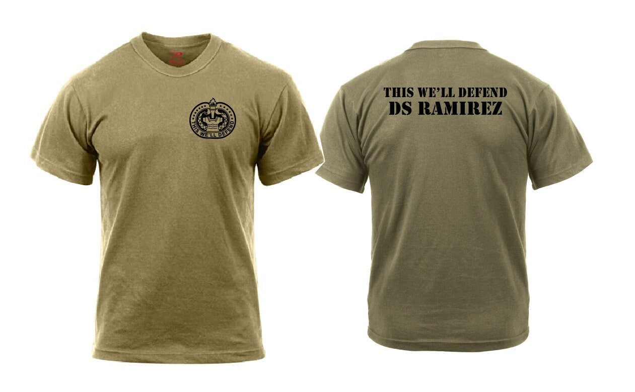 PERSONALIZED Drill Sergeant DS Coyote tan 499 Tee / Custom T-shirt DS badge custom name