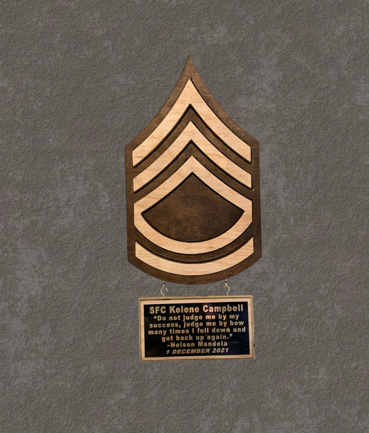 ARMY NCO rank cutout hanging wall plaques Army PCS/Retirement/Promotion gifts