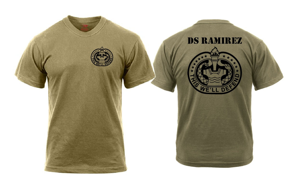 PERSONALIZED Drill Sergeant DS Coyote tan 499 Tee / Custom T-shirt DS badge custom name