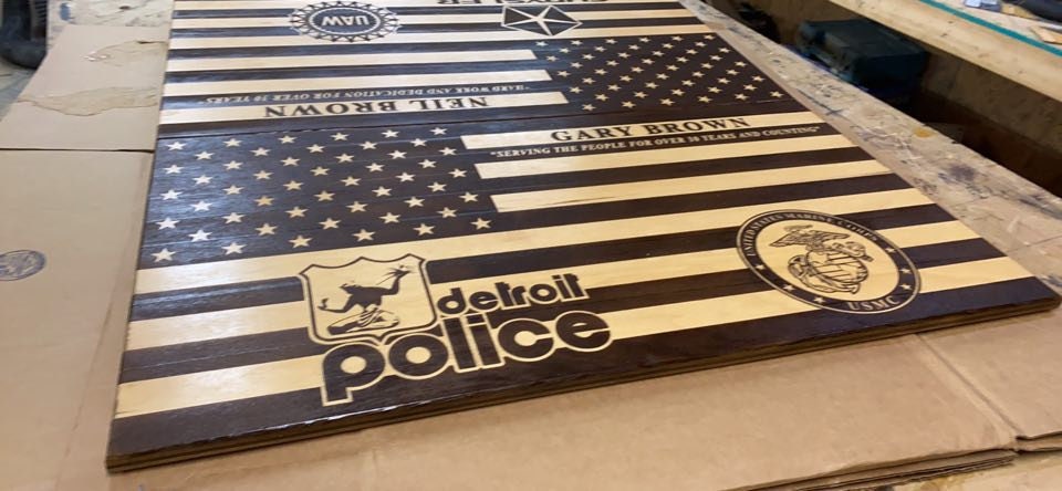 Oversized XXL American flags Custom engraved / US flag / trophy and wall decor / 4ft & 5ft flags